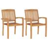 Stacking Garden Dining Chairs 2 pcs Solid Teak Wood Quantity in Package 2 Number of 1 