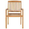 Stacking Garden Dining Chairs 2 pcs - Solid Teak Wood | HipoMarket