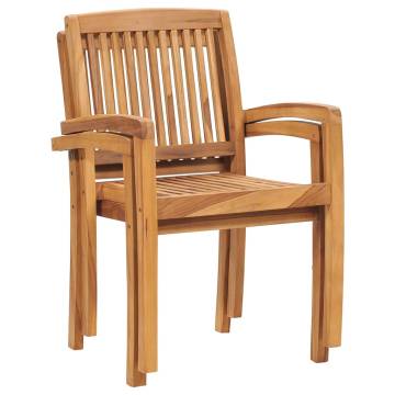 Stacking Garden Dining Chairs 2 pcs - Solid Teak Wood | HipoMarket