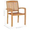 Stacking Garden Dining Chairs 2 pcs - Solid Teak Wood | HipoMarket