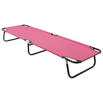 Folding Sun Lounger Steel Pink - Comfortable & Portable