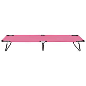 Folding Sun Lounger Steel Pink - Comfortable & Portable