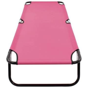 Folding Sun Lounger Steel Pink - Comfortable & Portable