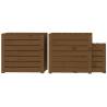 3 Piece Garden Box Set - Honey Brown Solid Wood Pine