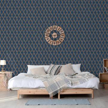 DUTCH WALLCOVERINGS Blue & Gold Geometric Wallpaper | HipoMarket