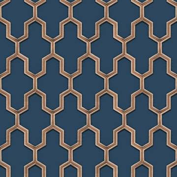 DUTCH WALLCOVERINGS Blue & Gold Geometric Wallpaper | HipoMarket