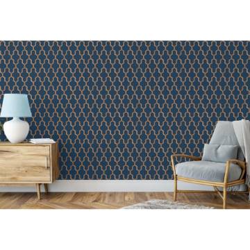 DUTCH WALLCOVERINGS Blue & Gold Geometric Wallpaper | HipoMarket