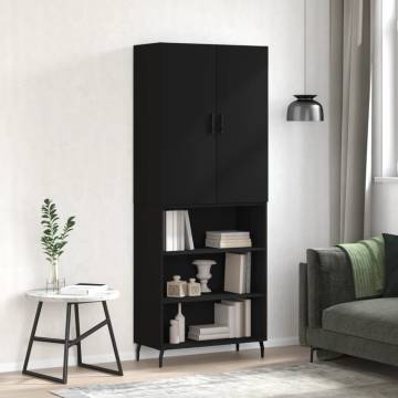 Stylish Highboard Black 69.5x34x180 cm | Durable Engineered Wood