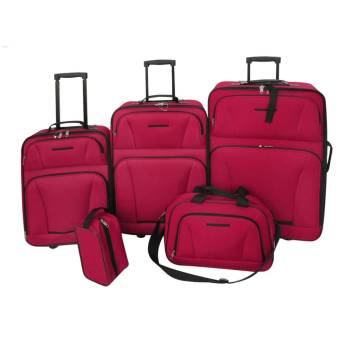 Five Piece Red Travel Luggage Set - Durable & Practical