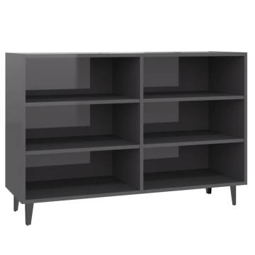 Modern High Gloss Grey Sideboard - 103.5x35x70 cm