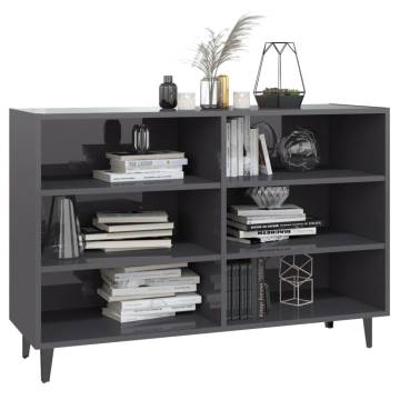 Modern High Gloss Grey Sideboard - 103.5x35x70 cm