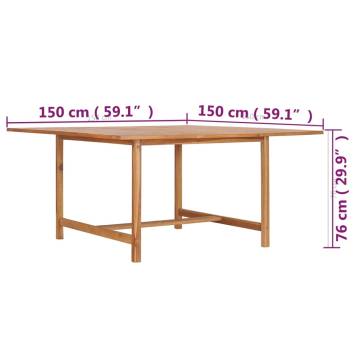 Garden Table 150x150 cm - Solid Teak Wood for Indoor & Outdoor Use