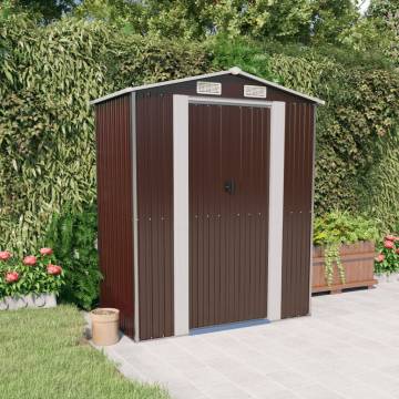 Dark Brown Garden Shed 192x108 cm - Durable Galvanised Steel