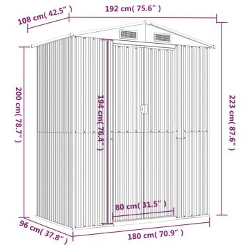 Dark Brown Garden Shed 192x108 cm - Durable Galvanised Steel