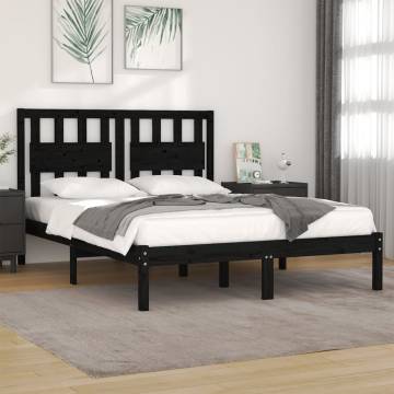 Black Solid Wood Pine Bed Frame 180x200 cm Super King Size