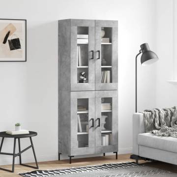 Stylish Highboard Concrete Grey - Engineered Wood Storage