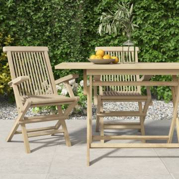 Folding Garden Chairs 2 pcs Grey - Solid Teak Wood