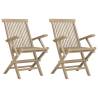 Folding Garden Chairs 2 pcs Grey - Solid Teak Wood