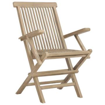 Folding Garden Chairs 2 pcs Grey - Solid Teak Wood