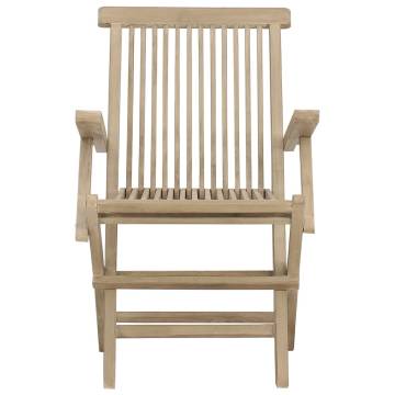 Folding Garden Chairs 2 pcs Grey - Solid Teak Wood