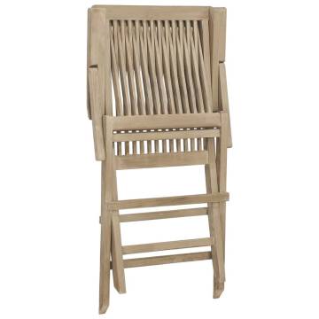 Folding Garden Chairs 2 pcs Grey - Solid Teak Wood