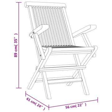 Folding Garden Chairs 2 pcs Grey - Solid Teak Wood