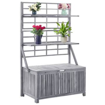 Storage Box with Trellis Grey - Solid Acacia Wood | HipoMarket