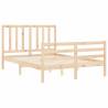 Solid Wood Small Double Bed Frame with Headboard | Hipomarket