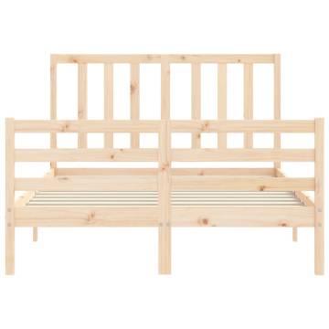 Solid Wood Small Double Bed Frame with Headboard | Hipomarket