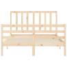 Solid Wood Small Double Bed Frame with Headboard | Hipomarket