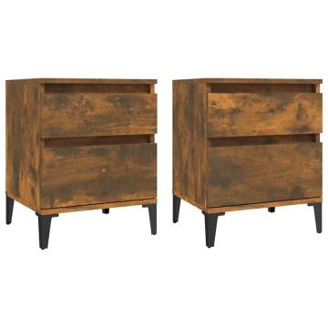 Stylish Smoked Oak Bedside Cabinets - Set of 2 | Hipomarket