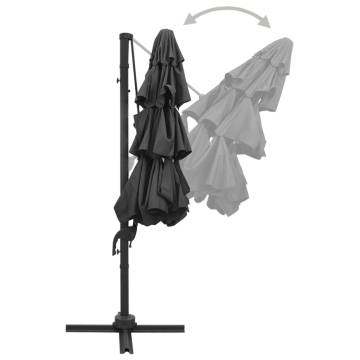 4-Tier Anthracite Parasol with Aluminium Pole - 3x3 m