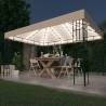 Cream Gazebo with LED String Lights | 3x4m Outdoor Elegance