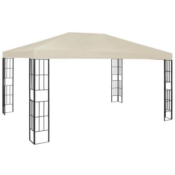 Cream Gazebo with LED String Lights | 3x4m Outdoor Elegance