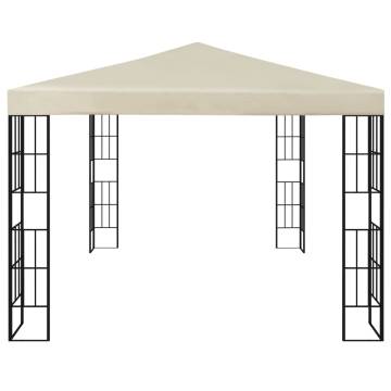 Cream Gazebo with LED String Lights | 3x4m Outdoor Elegance