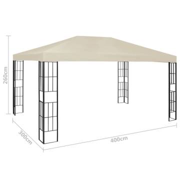 Cream Gazebo with LED String Lights | 3x4m Outdoor Elegance