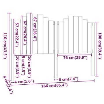 Stylish Black Pine Bed Headboard - 166x4x110 cm