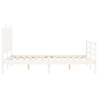 White Small Double Bed Frame with Headboard - Solid Wood