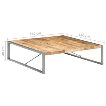 Rough Mango Wood Coffee Table - 140x140 cm Industrial Style