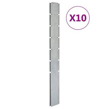 Garden Fence Posts 10 pcs Silver 180 cm Galvanised Steel