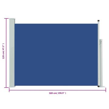 Patio Retractable Side Awning 117x500 cm - Blue