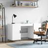 Desk High Gloss White 140x50x75 cm Engineered Wood Colour high gloss white 