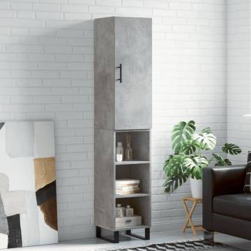 Stylish Highboard in Concrete Grey - 34.5x34x180 cm