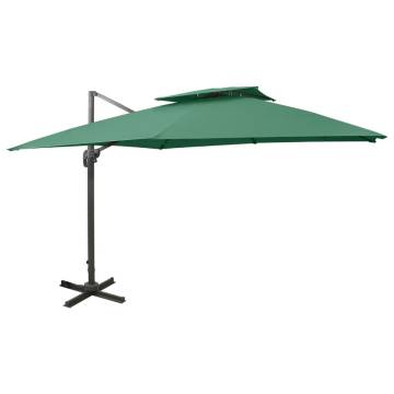 Cantilever Umbrella with Double Top 300x300 cm - Green