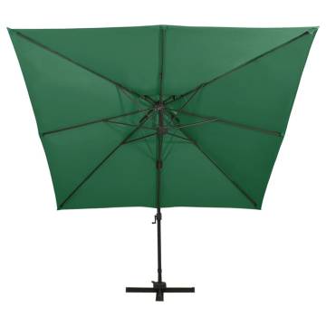 Cantilever Umbrella with Double Top 300x300 cm - Green