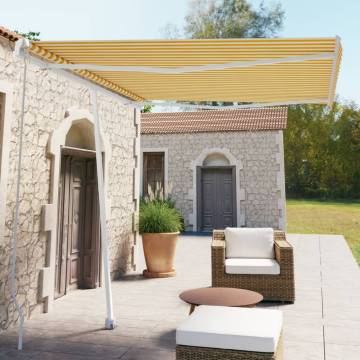 Freestanding Manual Retractable Awning 300x250 cm Yellow/White