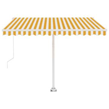 Freestanding Manual Retractable Awning 300x250 cm Yellow/White