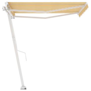 Freestanding Manual Retractable Awning 300x250 cm Yellow/White