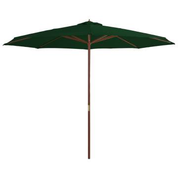 Outdoor Parasol with Wooden Pole 350 cm - Green