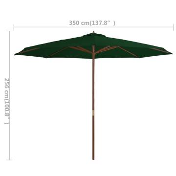 Outdoor Parasol with Wooden Pole 350 cm - Green